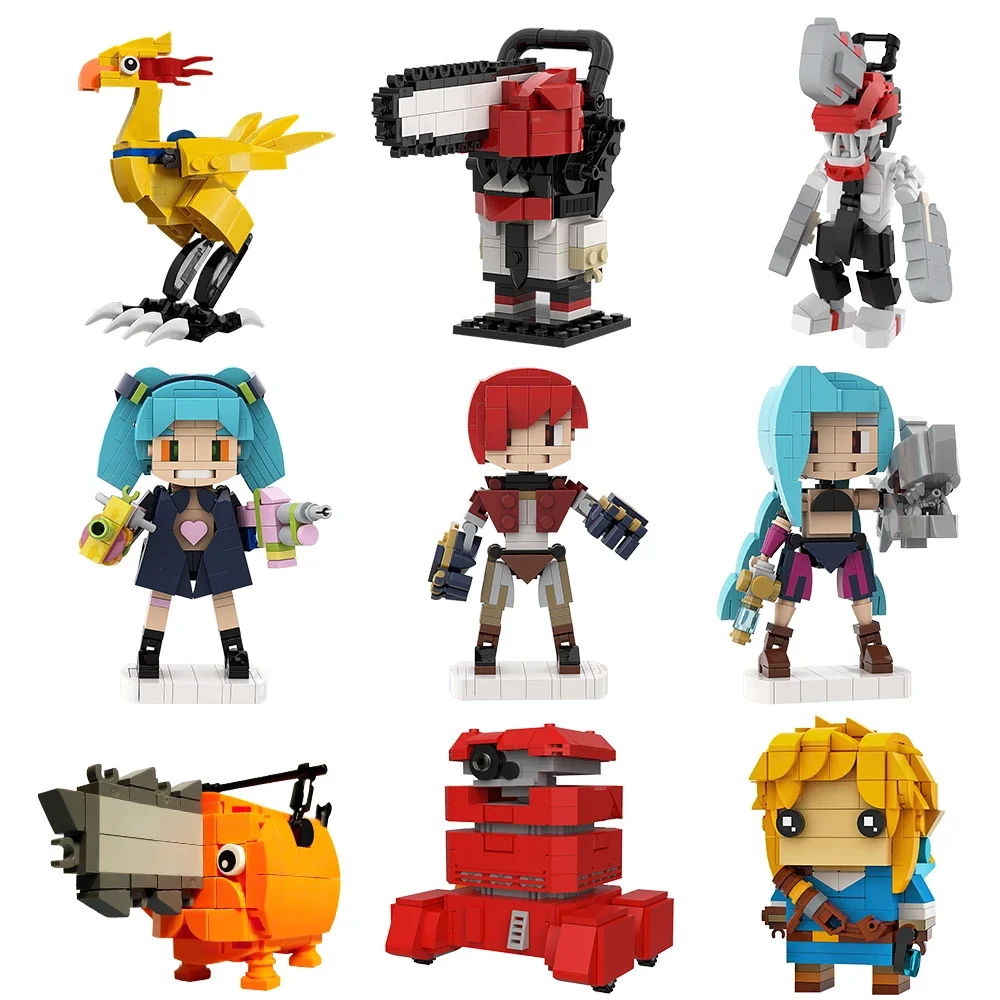 MOC اللبنات عدة شخصيات كرتونية شخصيات غريب Bricksheadz جمع الطوب نموذج تجميع juguداعي الاطفال لعبة الهدايا