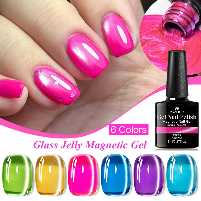 

8ml Glass Jelly Magnetic Gel Nail Polish UV LED Soak Off Cat Eye Transparent Jelly Nail Art Varnish Semi Permanent Manicure