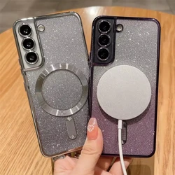 Magnetic Wireless Charging Case For Samsung Galaxy S24 S20 Fe S23 S22 Ultra Plus For Magsafe Gradient Glitter Cover Note 20 10