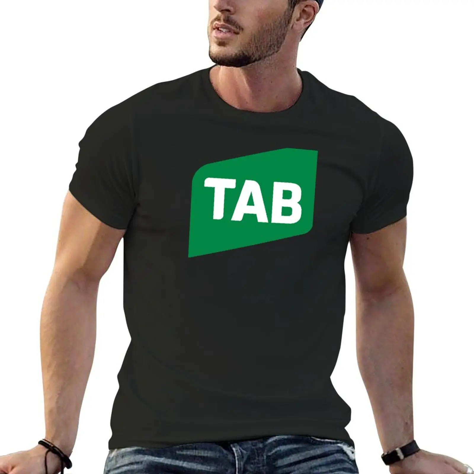 TAB Logo T-Shirt quick drying anime figures cotton graphic tees compression shirt men