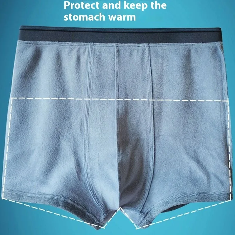 Thermo-Fleece-Unterwäsche für Herren, Winter, Herbst, warm halten, Slips mit hoher Taille, Übergröße, gefüttert, elastisch, Frostschutzmittel, bequeme Boxershorts