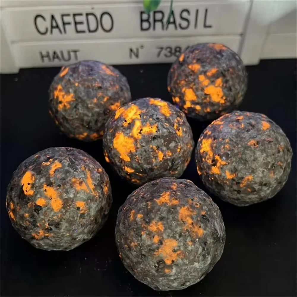 Natural Crystal  Yooperlite Moon Sphere Stone Ball Reiki Healing Crystals Flame Stones Spiritual Home Decoration Gift 1pc