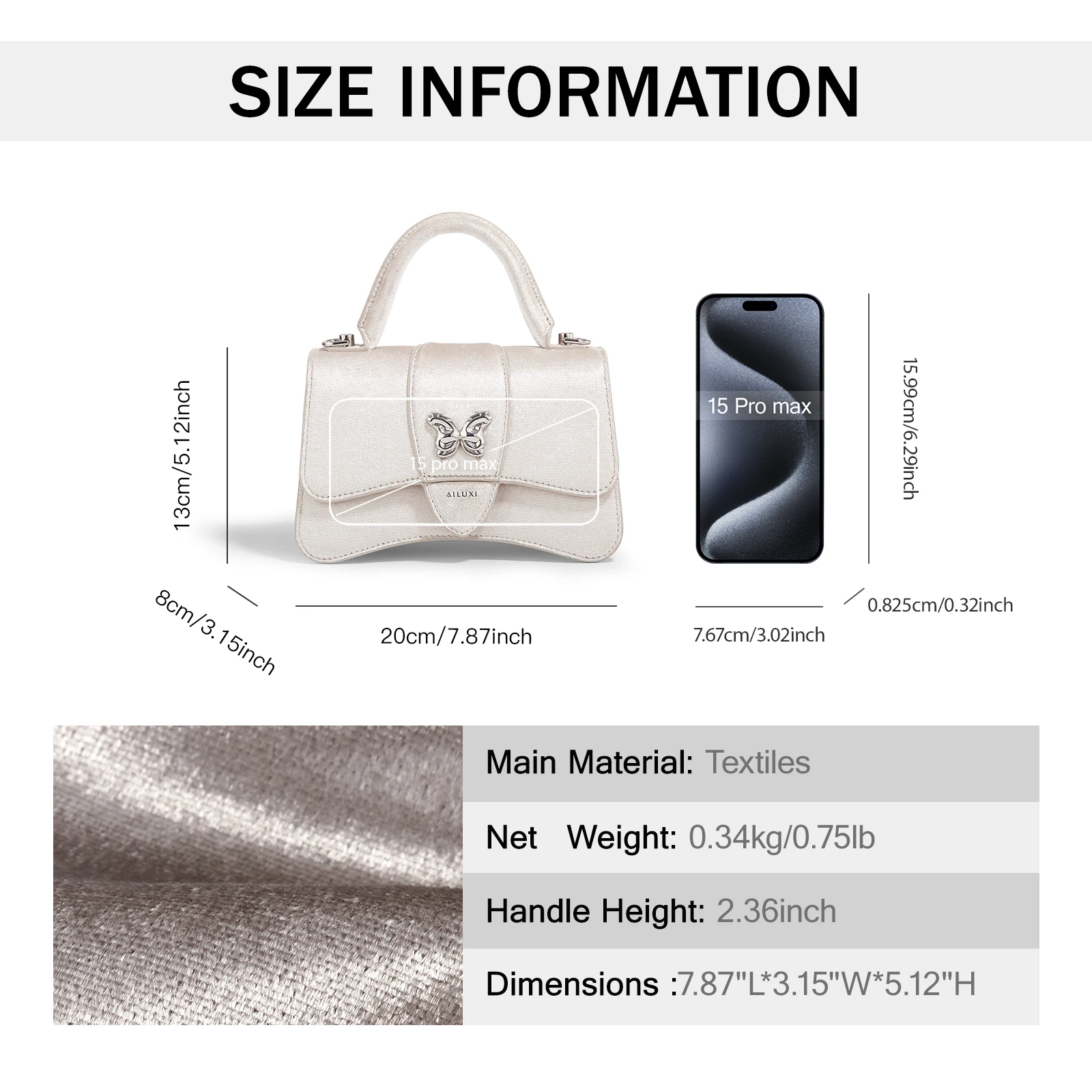 AILUXI Women Handbag Fashion Original Designer Butterfly Bag for Cosmetics Handheld Single Shoulder Crossbody Bag Christmas Gift