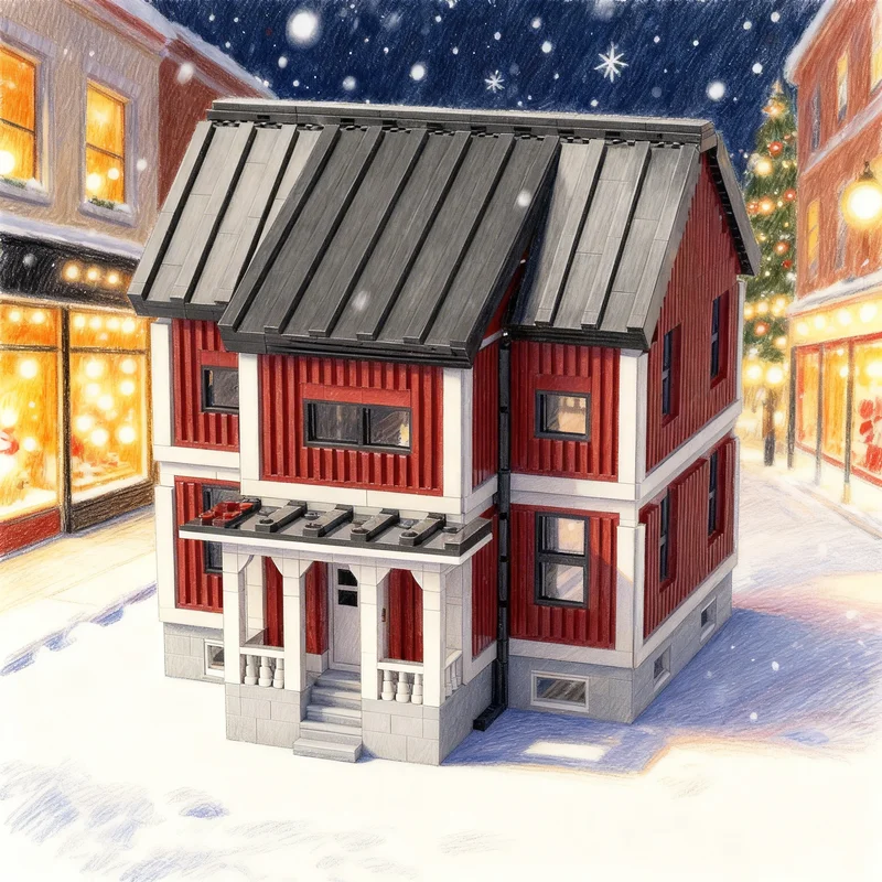 

2860 деталей MOC Классический шведский загородный дом: конструктор для экспертов, архитектурная модель, игрушка, рождественский подарок, кирпичики для детей