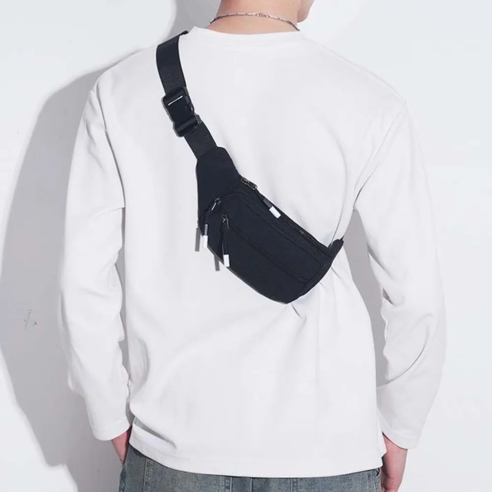 กระเป๋าคาดอกคาดลำตัวสไตล์สปอร์ตอเนกประสงค์ ทนทานต่อการสึกหรอ สำหรับผู้ชาย ใส่โทรศัพท์ได้ สีดำ สีน้ำเงิน พร้อมสายคาดเอวสำหรับวิ่ง