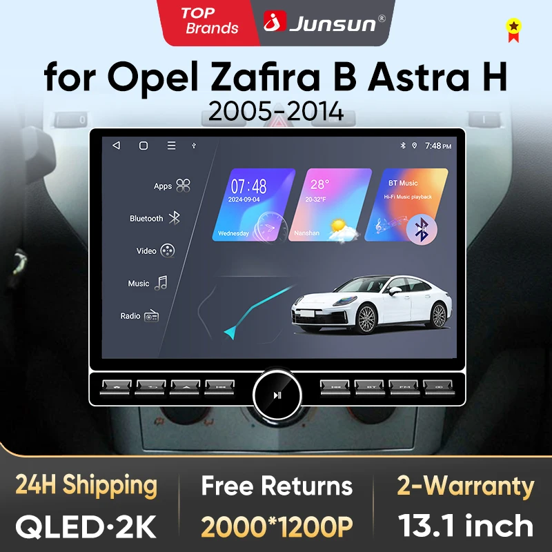Junsun 13,1″ QLED Wireless CarPlay Android Auto Autoradio für Opel Zafira B Astra H 2005-2014 Intelligente Systeme DSP SWC RDS