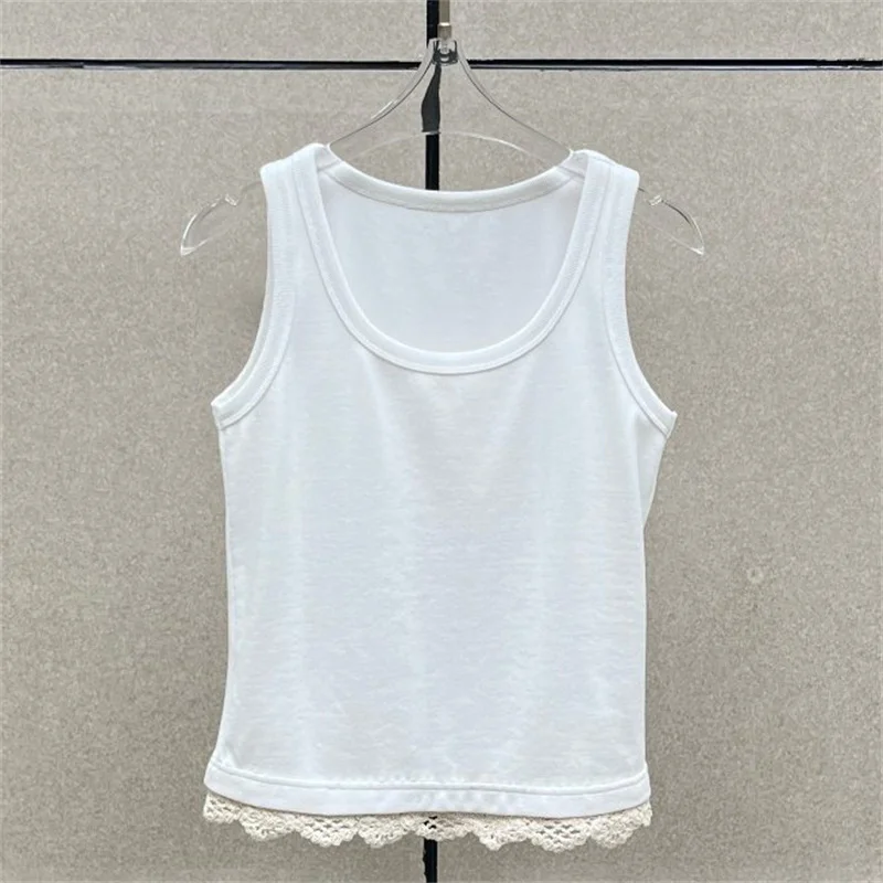

Women's vest 2025 winter new elastic knitted slim fit sleeveless top Cotton blend round neck T-shirt Women's corset y2k Tank top
