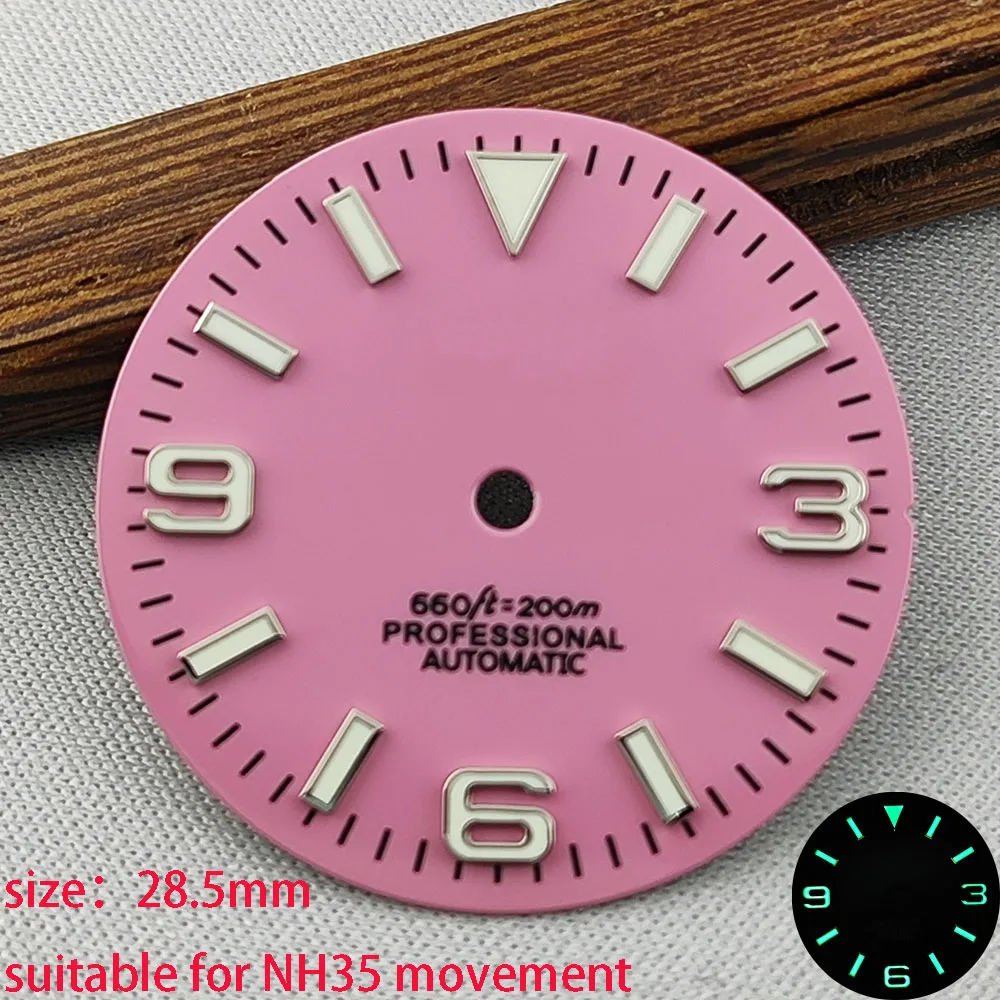 High Quality 28.5mm NH35dial watch dial S dial green luminous suitable for NH35 NH36 movement watch accessories repair tool