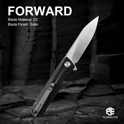 Petrified Fish PF818 Folding Knife D2 Blade G10 Handle edc Pocket Knife Foldable Camping Hunting Outdoor Tactical Fish Hand Tool