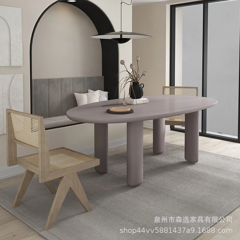 Nordic solid wood dining table, special-shaped designer home dining table