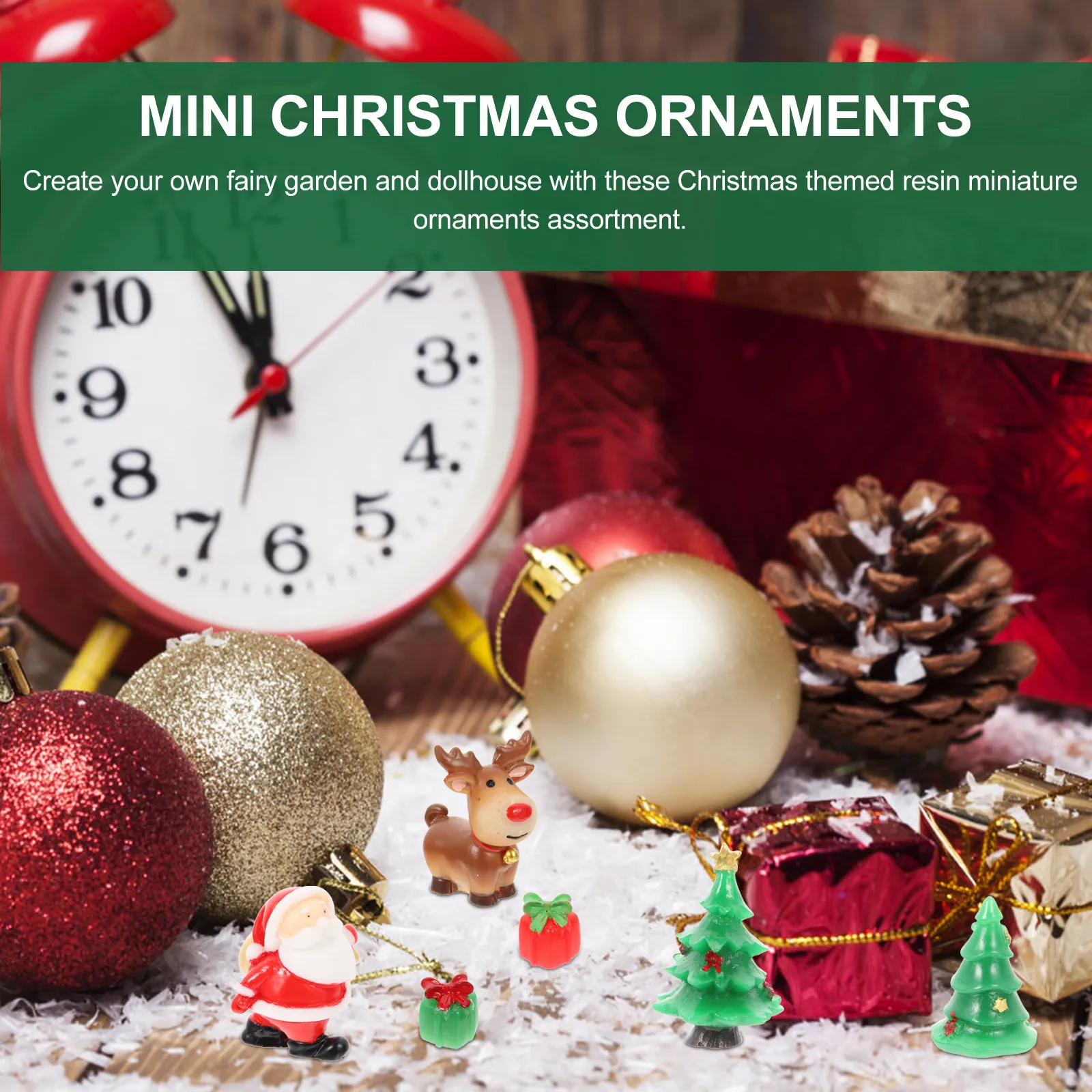 27Pcs Resin Christmas Ornaments Set Miniature Landscape Decor for Fairy Garden Dollhouse Desktop Home Coffee Shop Decoration