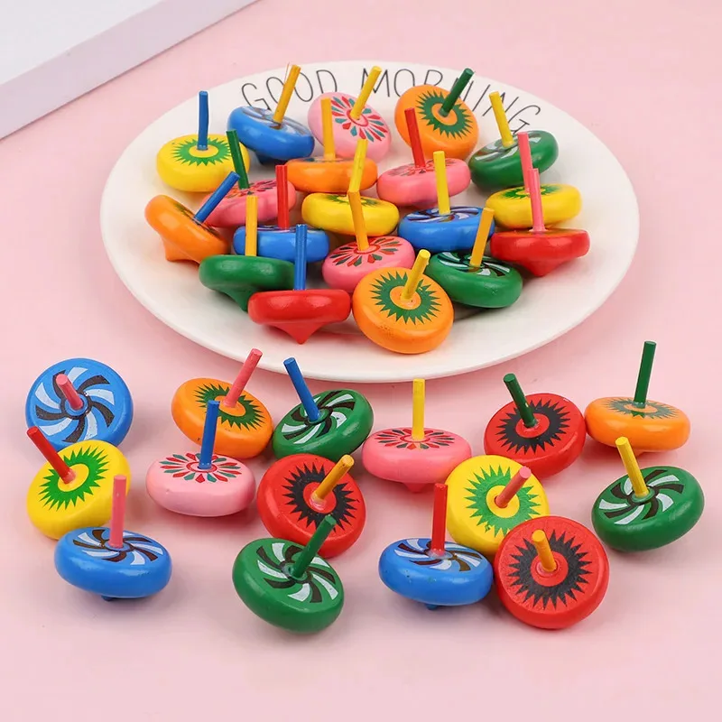 

12/24Pcs Mini Wooden Gyro Spinning Top Desktop Finger Toys Kids Birthday Party Favors Goodie Bag Pinata Fillers Christmas Gift