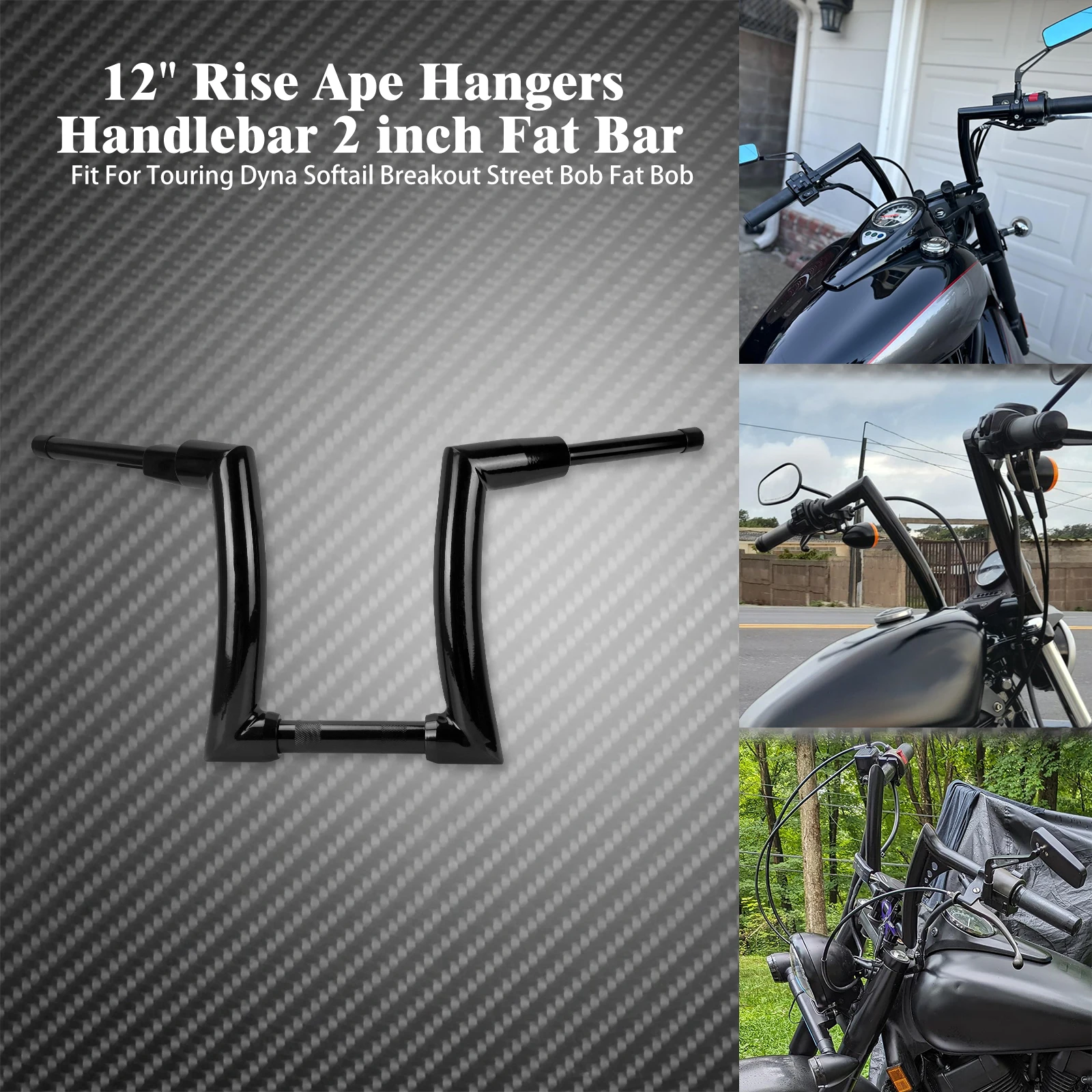 

Руль для мотоциклов Harley Touring, Softail, Dyna, Sportster, Street Glide, FLHR, Fat Boy, Breakout, Rise (12, 14, 16 дюймов)