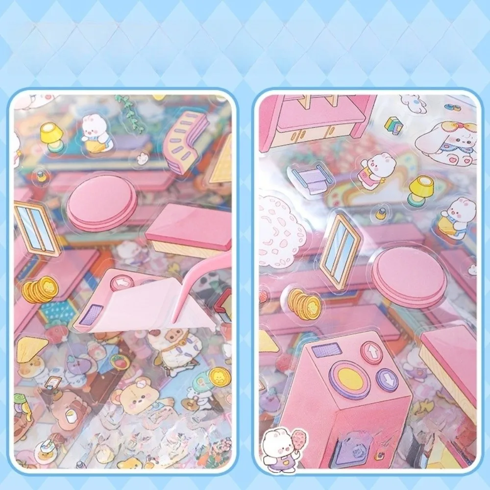 

New Cartoon 3D Landscape Sticker Book PET Miniature House Cabin Scene Pocket Sticker DIY Miniature Scene Book for Kid