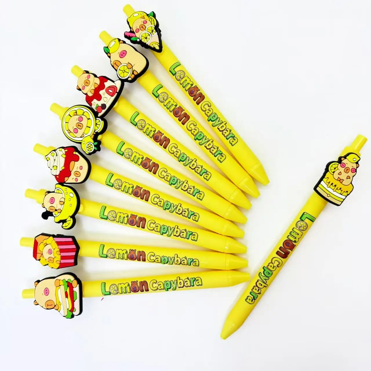 12pcs/20pcs Canetas esferográficas com tema de capivara, tinta preta, secagem rápida, canetas de escrita para estudantes