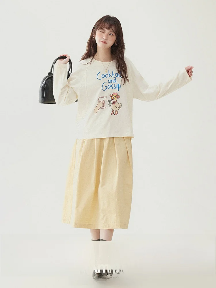 

Оригинальная хлопковая футболка North Island AMUU, женская, новая модель для ранней весны, свободный крой, с принтом на плечах, из чистого хлопка.