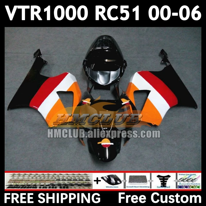 Body For HONDA VTR1000 RC51 VTR 1000 01 02 03 04 05 06 84No.22 SP1 SP2 2000 2001 2002 repsol orange 2003 2004 2005 2006 Fairings