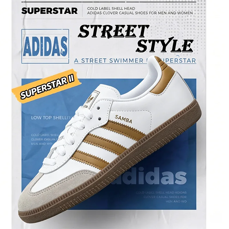 Adidas Trefoil Unisex Couple Retro Casual Sneakers Lightweight Wear Resistant Non Slip Daily Walking Sports Shoes JH8796