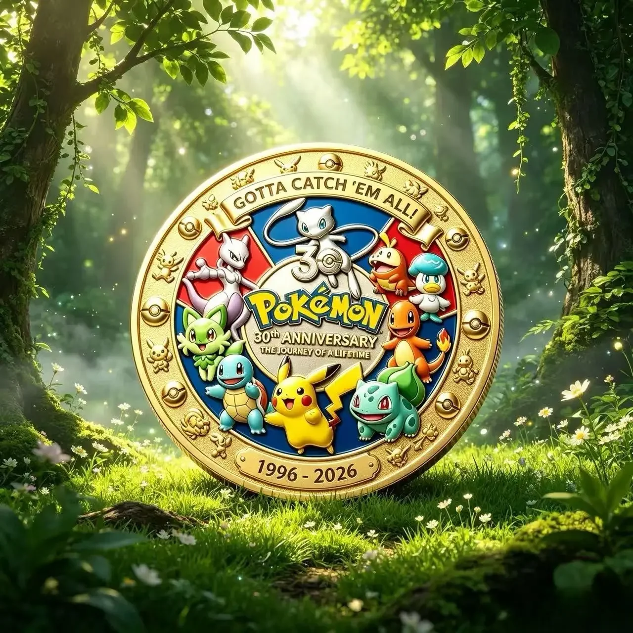 Pokémon 30th Anniversary Commemorative Coin Collectible 1996-2026 Pokémon Memorial Chapter Day Gift  Desk decoration@