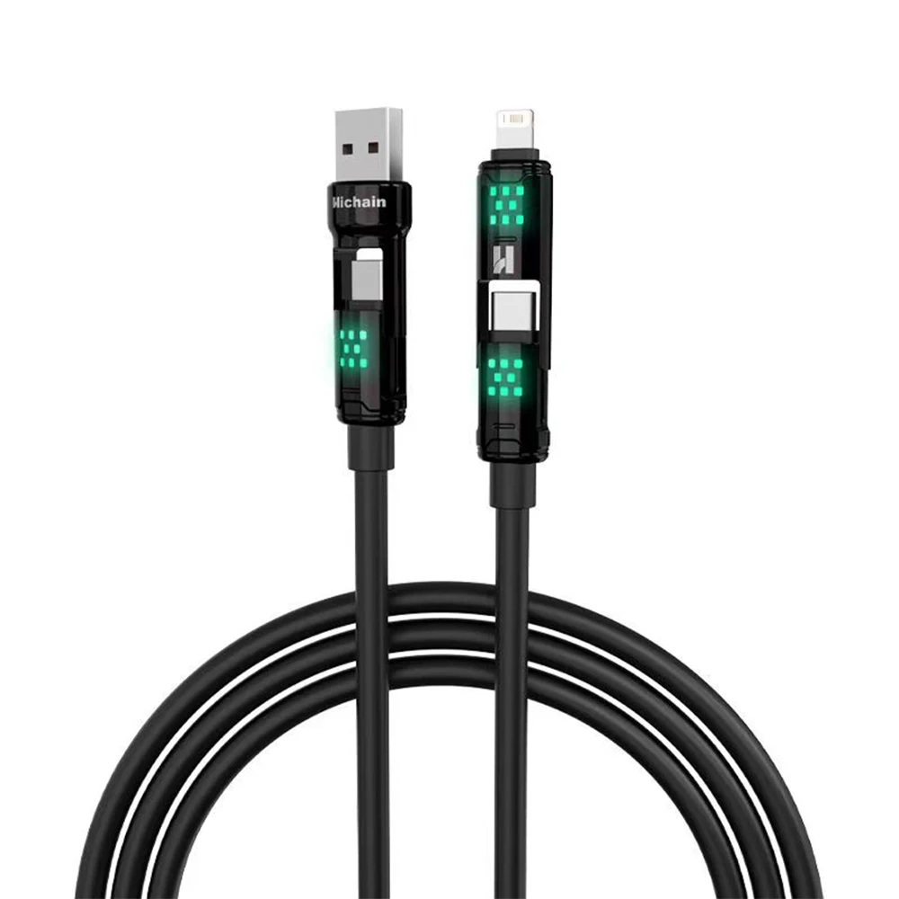 4IN1 PD100W USB C Fast Charging Cable With Led Light Built-in E-Marker Chip USB C To C USB C To Lightning USB A To C/Lightning