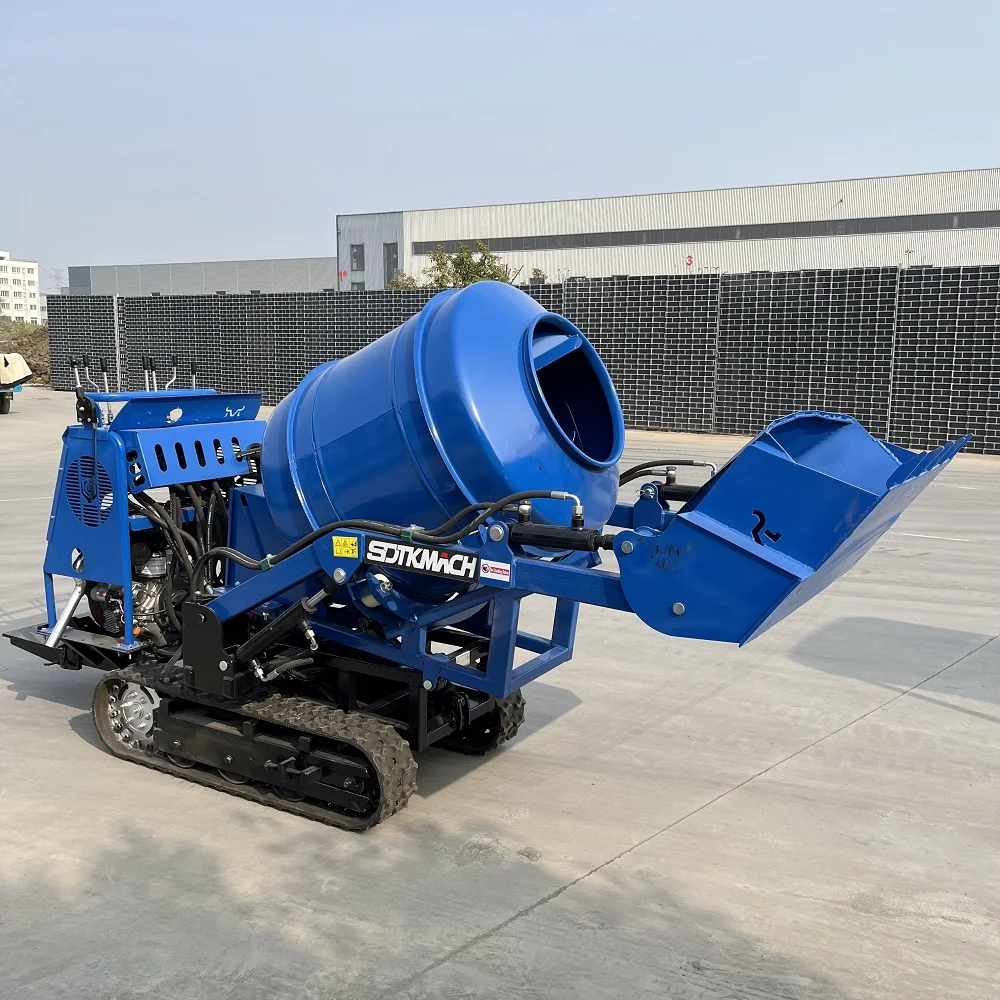 Self-Loading Small Rubber Crawler Mixer Truck Dumper Mini Concrete Mixer High Performance Engine Motor Bearing Fully Hydraulic