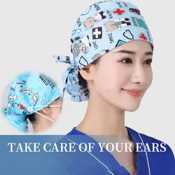 Operating Room Working Hat Women Long Hair Cover Cap Eautician Cooking Chef Caps Nurse Headwear Turban Cotton Nurse Hats