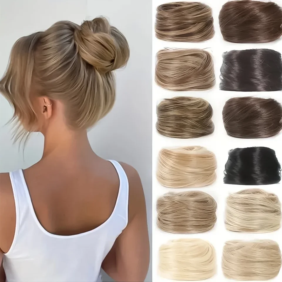 Postizo de moño con cola de caballo para mujer, pieza de cabello humano brasileño, recogidos, dona, chignon, extensiones de cabello 100% humano