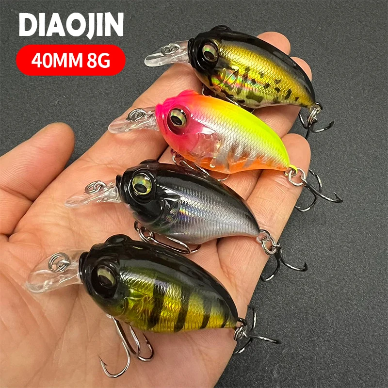 

Topwater Crankbait Wobblers 40mm 8g Mini Crank Lure Pike Trout Artificial Bait Chattlerbait Rattles Isca Pesca Fishing Tackle