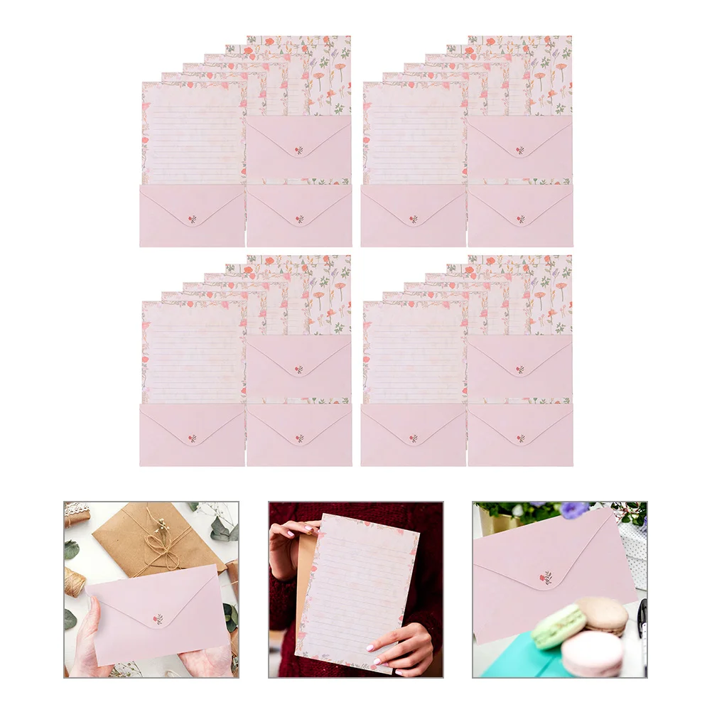 4 Sets Briefpapier Schrijfpapier Verpakking Envelop Sieren Kleine En Verse Brief Voorraad Stationair