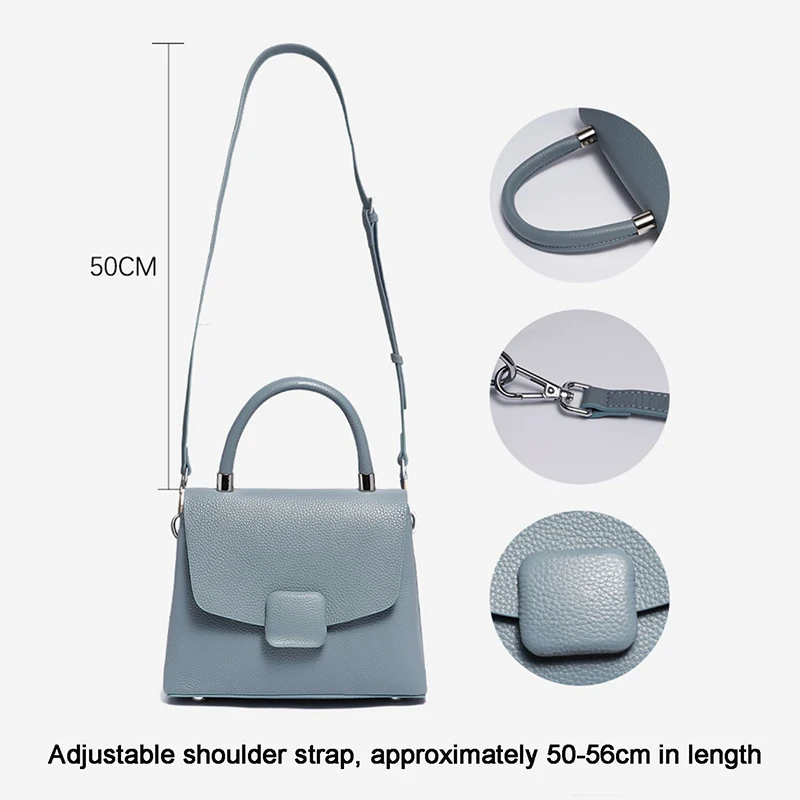 Fashion Female Genuine Leather Messenger Bags Solid Color Lady Commute Handbag Casual Women Square Single Shoulder Bag New 2023