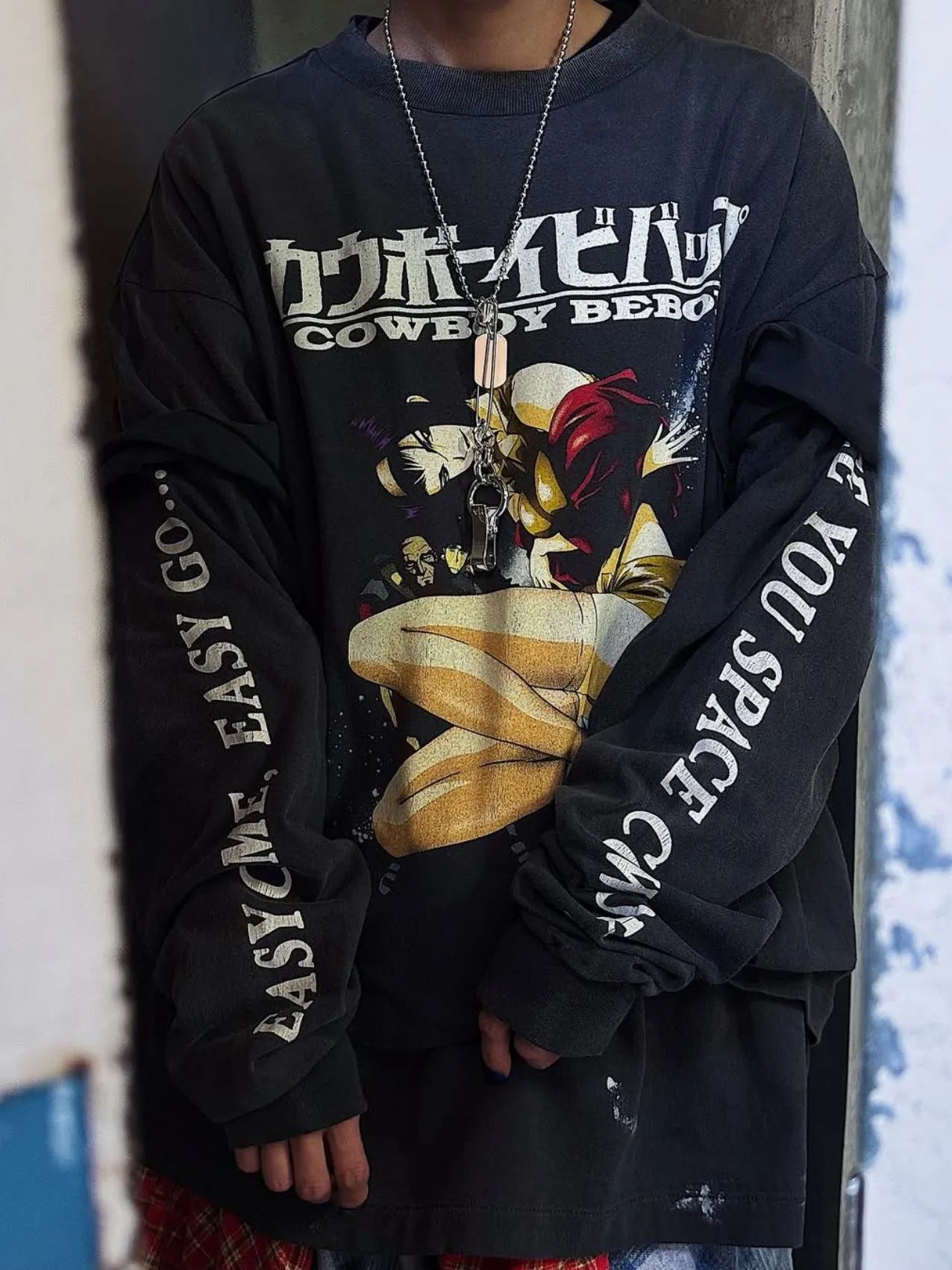 

Loose Fit American Sle Long Sve Cotton T-irt ex Vintage Casual Wear Warm round Ne Tee for Men And Women