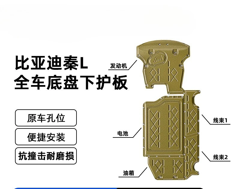 Подходит для 2024 BYD Qin L-DM-i с высоким сроком службы батареи, защитная пластина для всего автомобильного шасси, оригинальная установка автомобильных отверстий, удобная. Подходит для 2024 BYD Qin L-DM-i с высоким сроком службы батареи, защитная пластина для всего автомобильного шасси, оригинальная установка автомобильных отверстий, удобная.