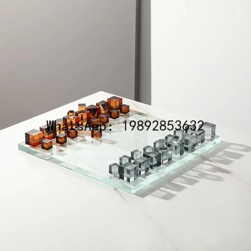 XL Modern Crystal Chess Ornament for Model Rooms, Clubs, and Study Desk Decoration
