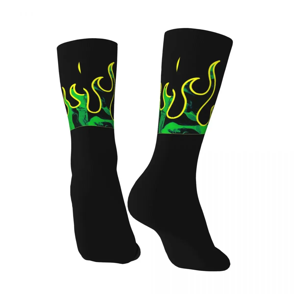 Camo Black And Green Socks Flames Gothic Stockings Autumn Anti Skid Women Men Socks High Quality Pattern Skateboard Socks