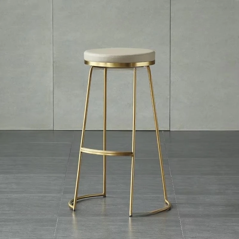 Chaises hautes de bar en métal, chaises de cuisine, mobilier commercial, luxe haut de gamme, moderne, circulaire, pour café, décontracté, doré