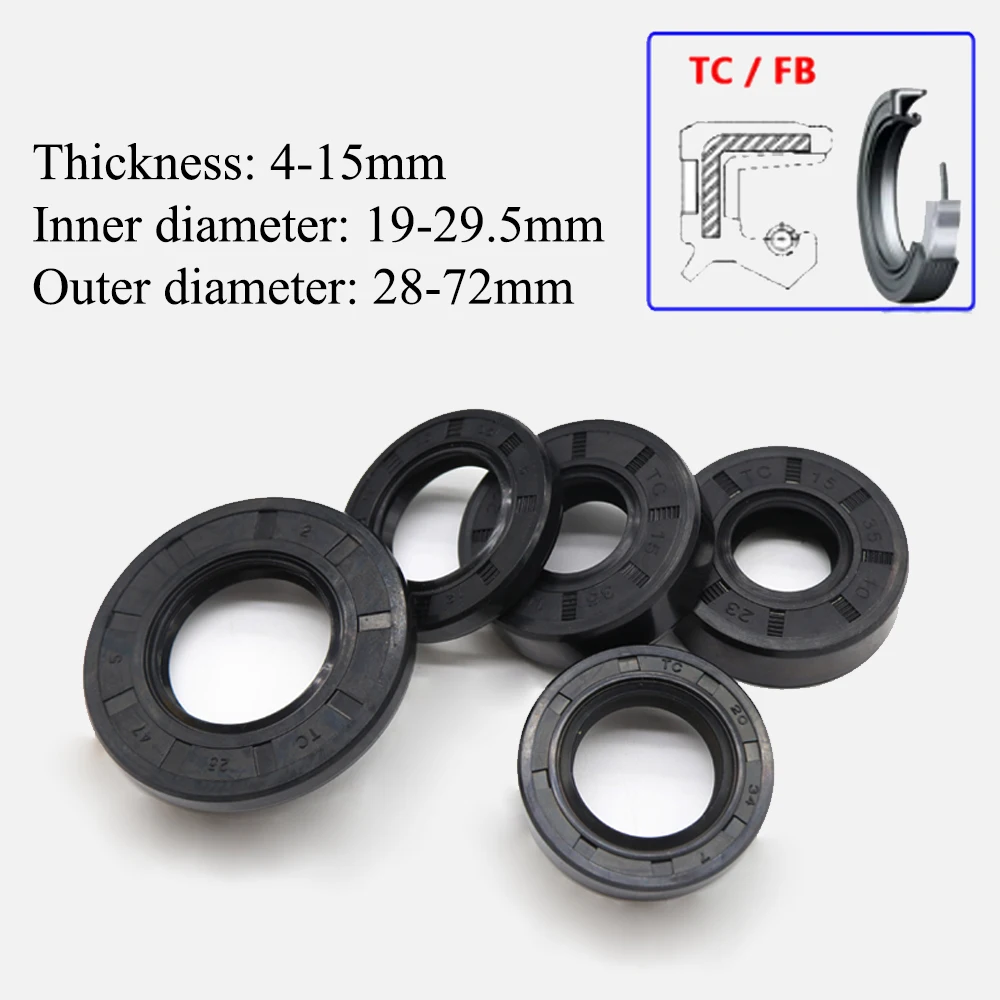 

NBR TC/FB/TG4 Skeleton Oil Seal ID 19/21/22/23/24/28/29.5mm OD 28-72mm THK: 4-15mm Rings NBR Double Lip Seal for Rotation Shaft