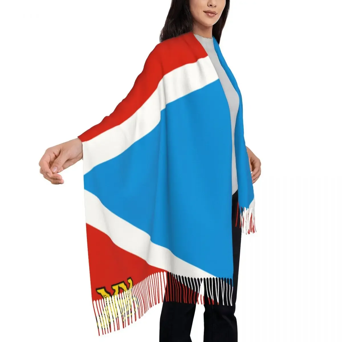 Personalized Printed Primorsky Krai Flag Long Pile Fringe Men Scarf Women'S Anti Chill 