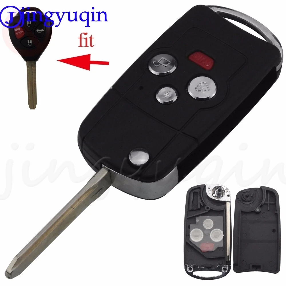 

jingyuqin 4 Button Folding Flip Remote Key Shell Case Car Key Housing For Toyota Camry RAV4 Avalon Matrix Venza Yaris Corolla