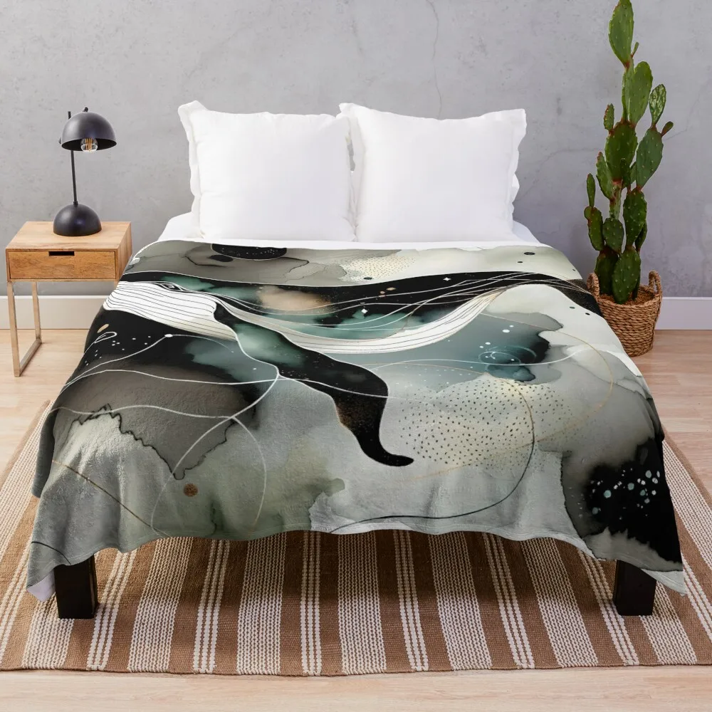 Whale of Tranquility Throw Blanket Quilt bed plaid Heavy Blankets