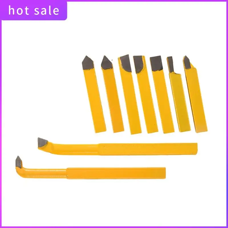 

HGSW-9Pcs/Set YW1 Carbide Brazed Tip Tipped Lathe Cutter Tools 8X8mm Shank High Hardness Turning Milling Welding Bit