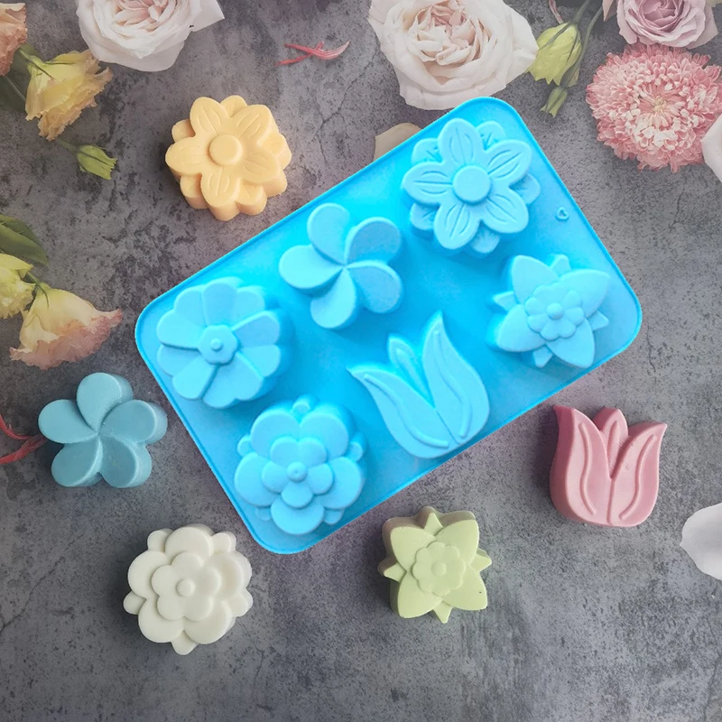 Flower Silicone Mold For Soap Candle Making Tulip Daisy Mould Lotion Bar Bath Bomb Ice Cube Chocolate Jelly Cake Pop Baking Tool