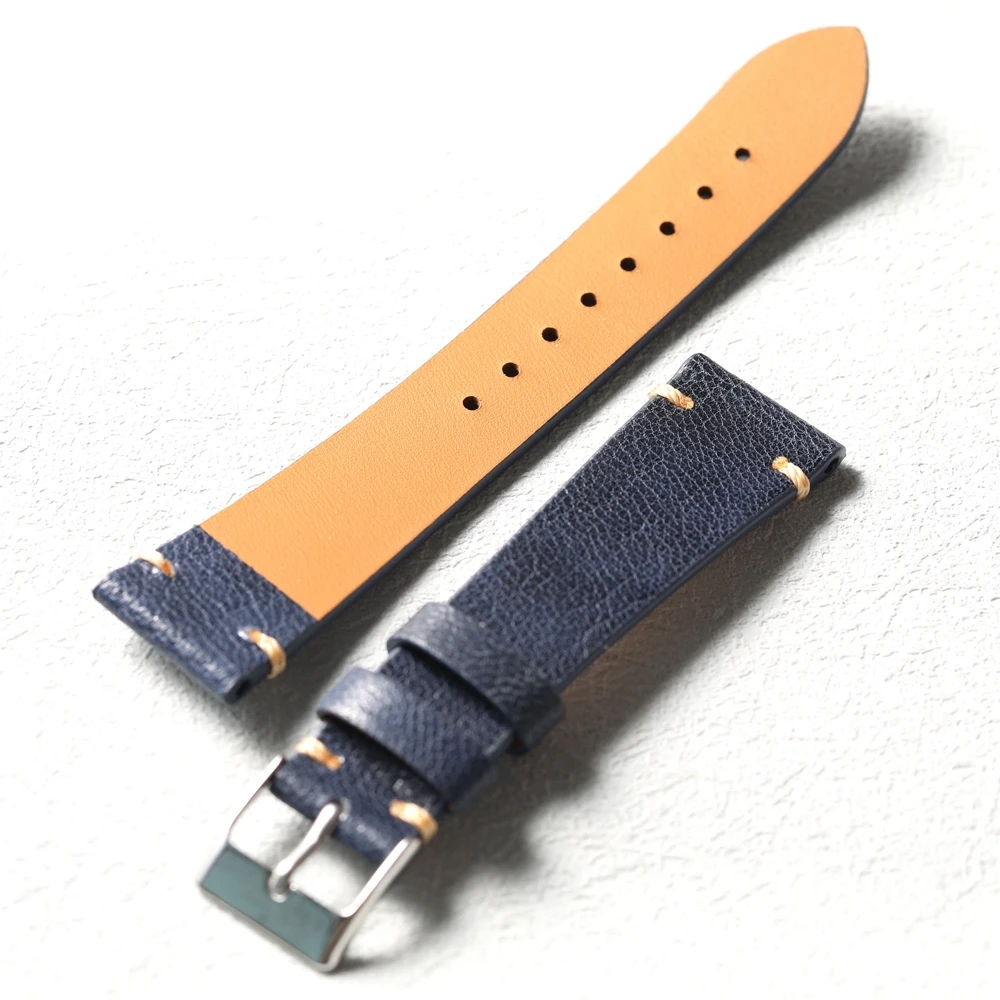 Handmade High-end Blue Sheepskin Strap, 18 19 20 21 22MM French Sheepskin Genuine Leather Soft and Ultra-thin Bracelet