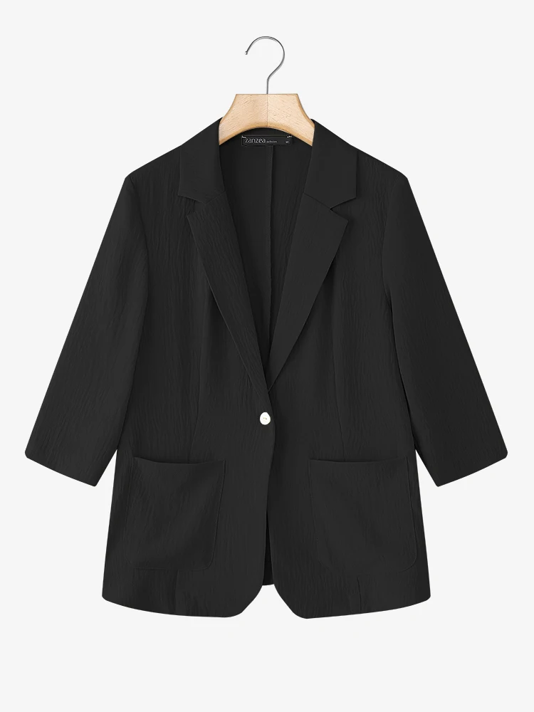 سترة نسائية أنيقة من ZANZEA لعام 2025 بدلات مكتب سيدة OL للخريف 3/4 كم جيوب غير رسمية معاطف خارجية عصرية متينة معاطف ملابس الشارع #1
