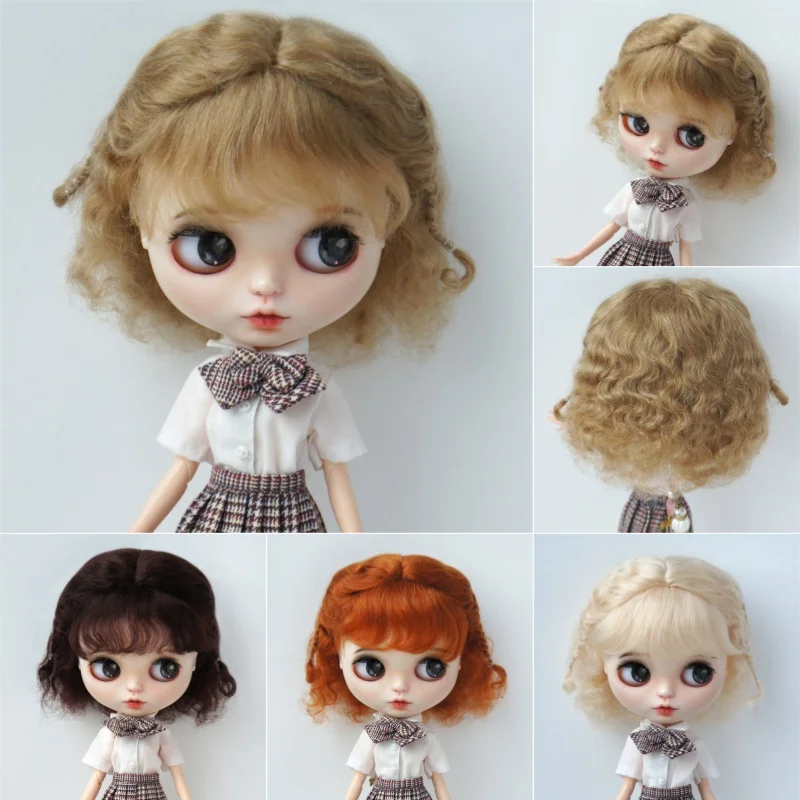 1/8 1/6 1/4 1/3 SD DOD QBaby Blythes Doll Hair JD249 Double  Mini Braids  short Baby wave  Mohair BJD Doll Wigs