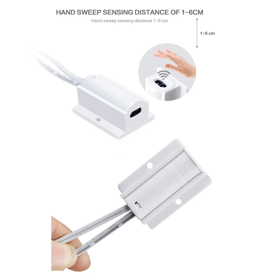 Tira de luz de gabinete activada por onda manual, Sensor IR, iluminación debajo del gabinete, cinta de luz con enchufe UE EE. UU. para cocina, armario, estantería