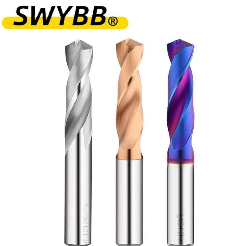 Broca de carboneto sólido para metal duro, aço de tungstênio, ferramentas de trabalho CNC, 1.0-16mm, HRC50, HRC55, HRC60