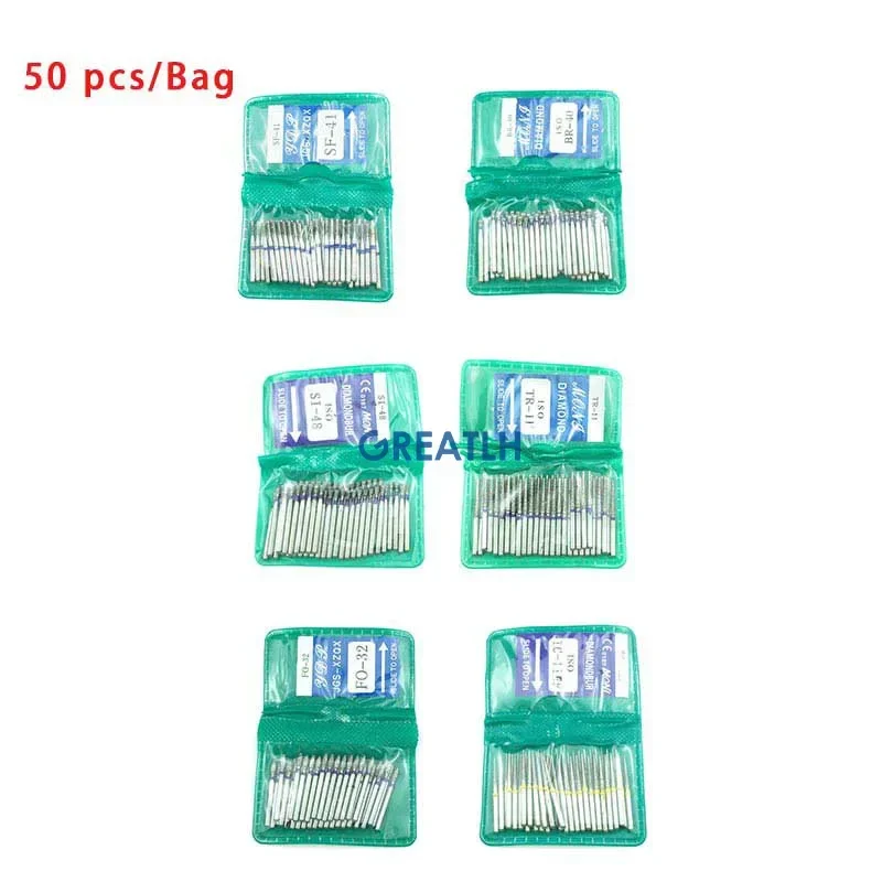 50pcs/bag Dental Diamond FG High Speed Burs SF/BR Series Teeth Polishers Drills Dental Supplies 6 Types Optional