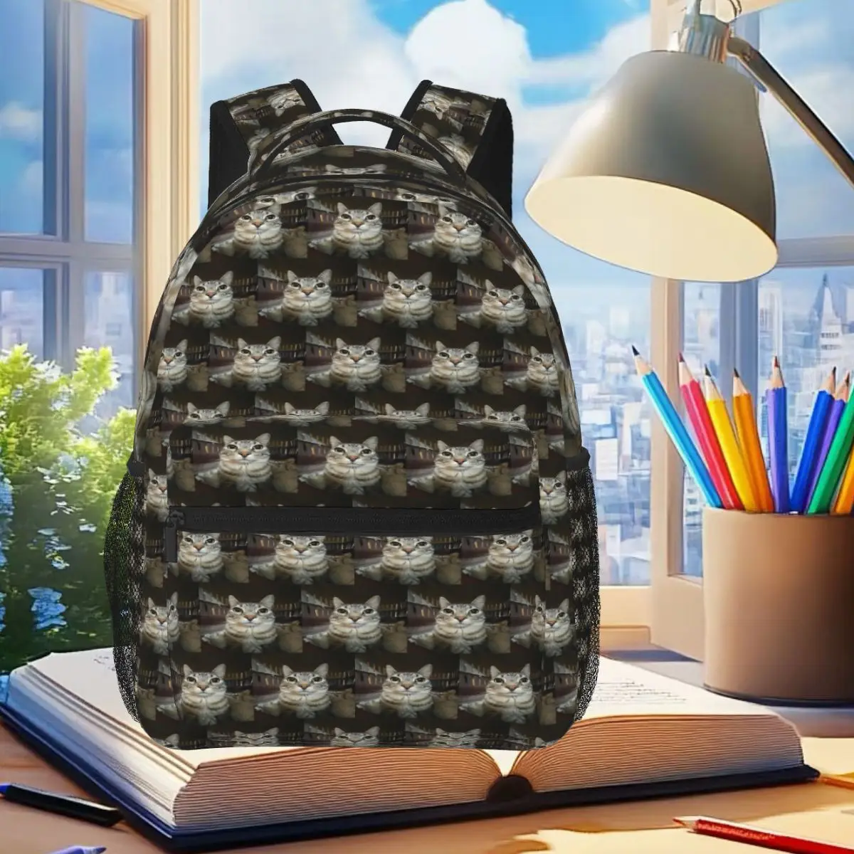 Cat Looking Directly At You Backpack Student Boys Girls BookBag Kids School Bag Computer Shoulder Bags for Men Women