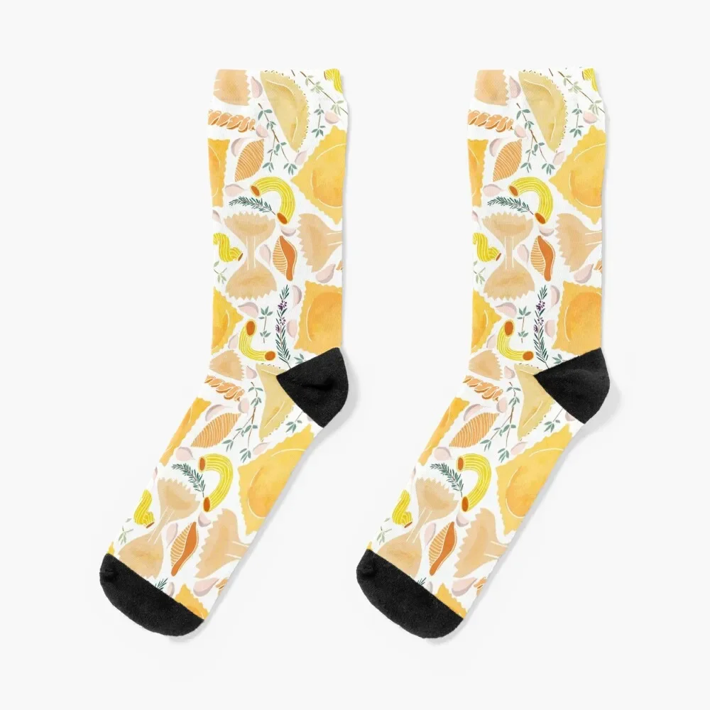 

Pasta Pattern on White Socks essential Antiskid soccer men cotton high quality Women's Socks Men's