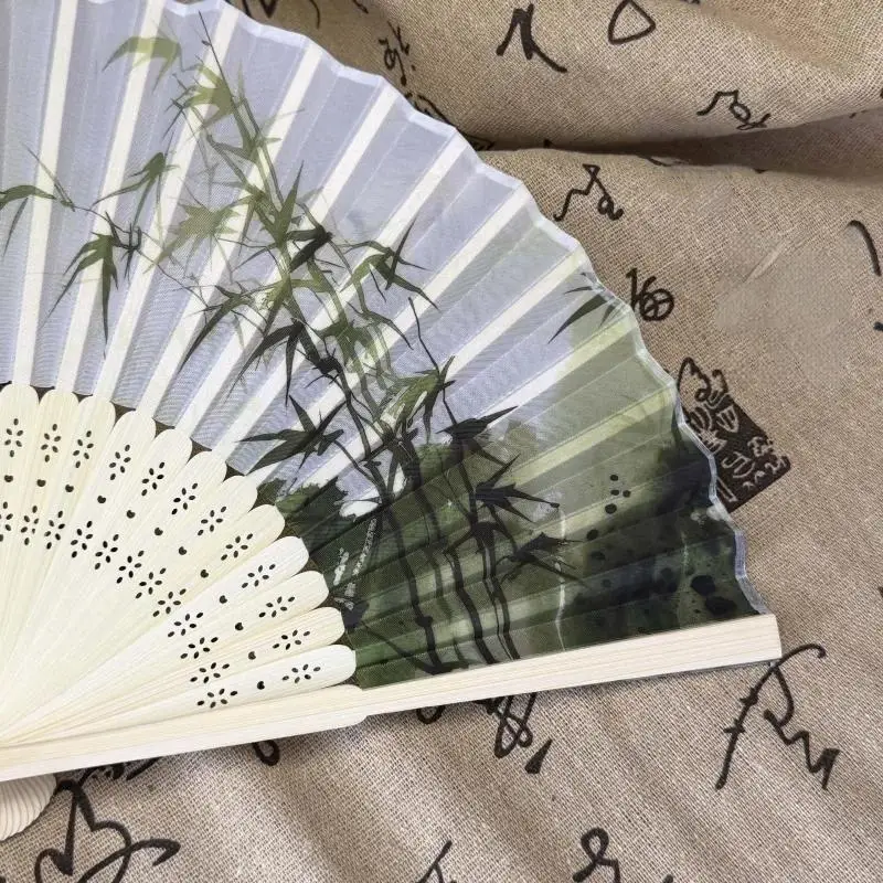 1Pcs Chinese Style Folding Fans Vintage Hand Fan Bamboo Tassel Dancing Fan Art Craft Female Hand Fans Photo Props Home Decor
